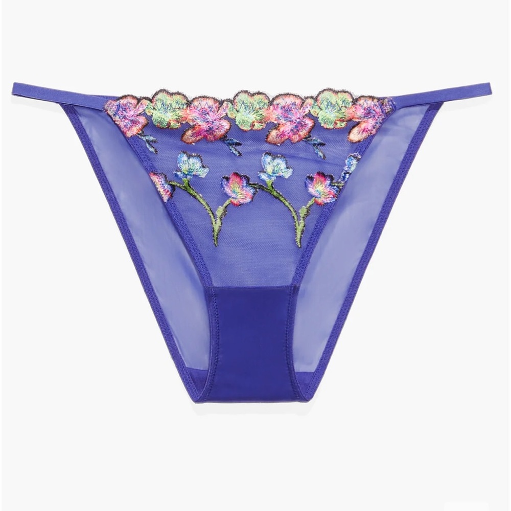 Spac'd Out Blue Fresh Bouquet Western Wildflower String Bikini Panty - Picture 4 of 13
